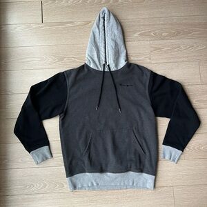 Vintage Champion Two-Tone Hoodie Grey Black- Size Large- Great Condition